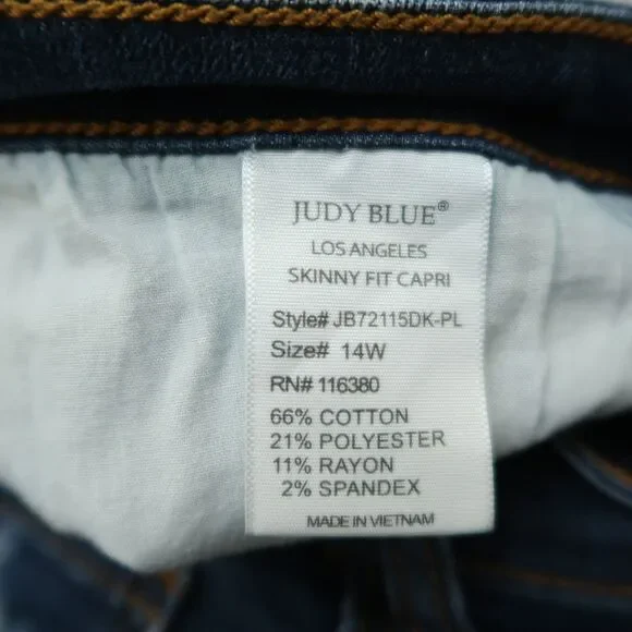 Judy Blue Jeans Women's 14W High-Rise Skinny Fit Capri 26" Inseam Distressed - Picture 10 of 16